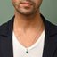 Silver Green Octagon Men Pendant Necklace with Chain or without Chain