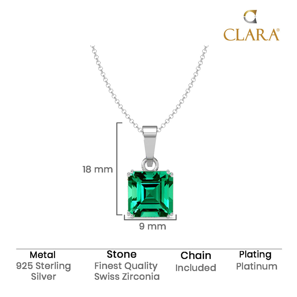 Silver Green Octagon Men Pendant Necklace with Chain or without Chain