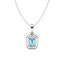 Silver Blue Solitaire Men Pendant Necklace with Chain or without Chain