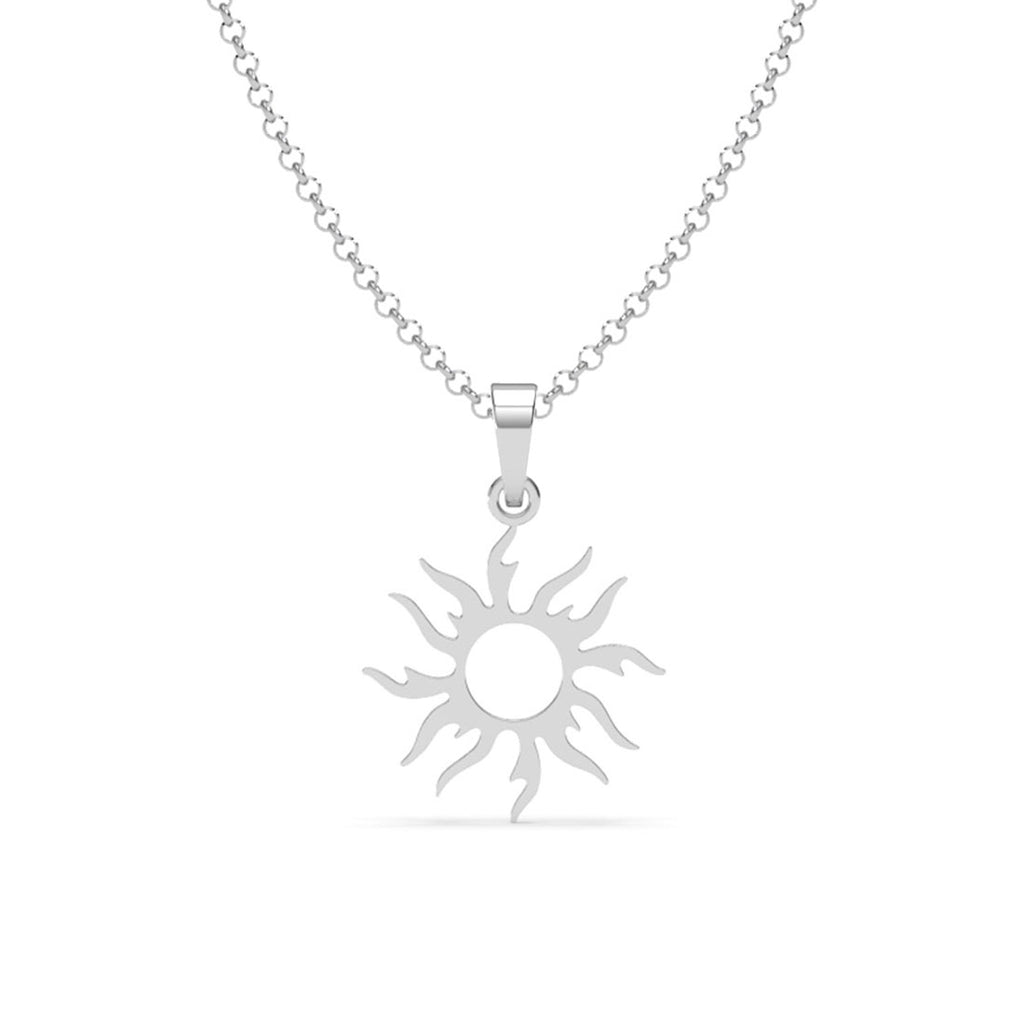 Silver Sun Men Pendant Necklace with Chain or without Chain