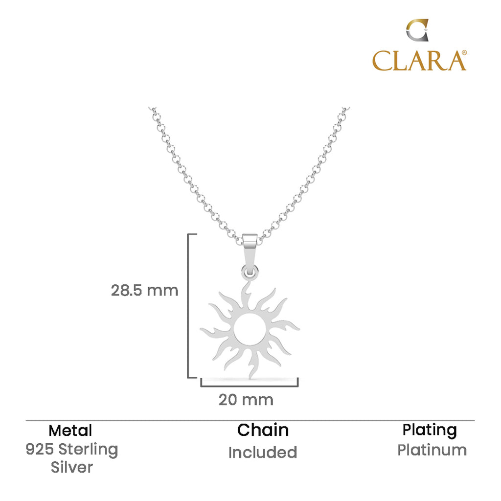 Silver Sun Men Pendant Necklace with Chain or without Chain