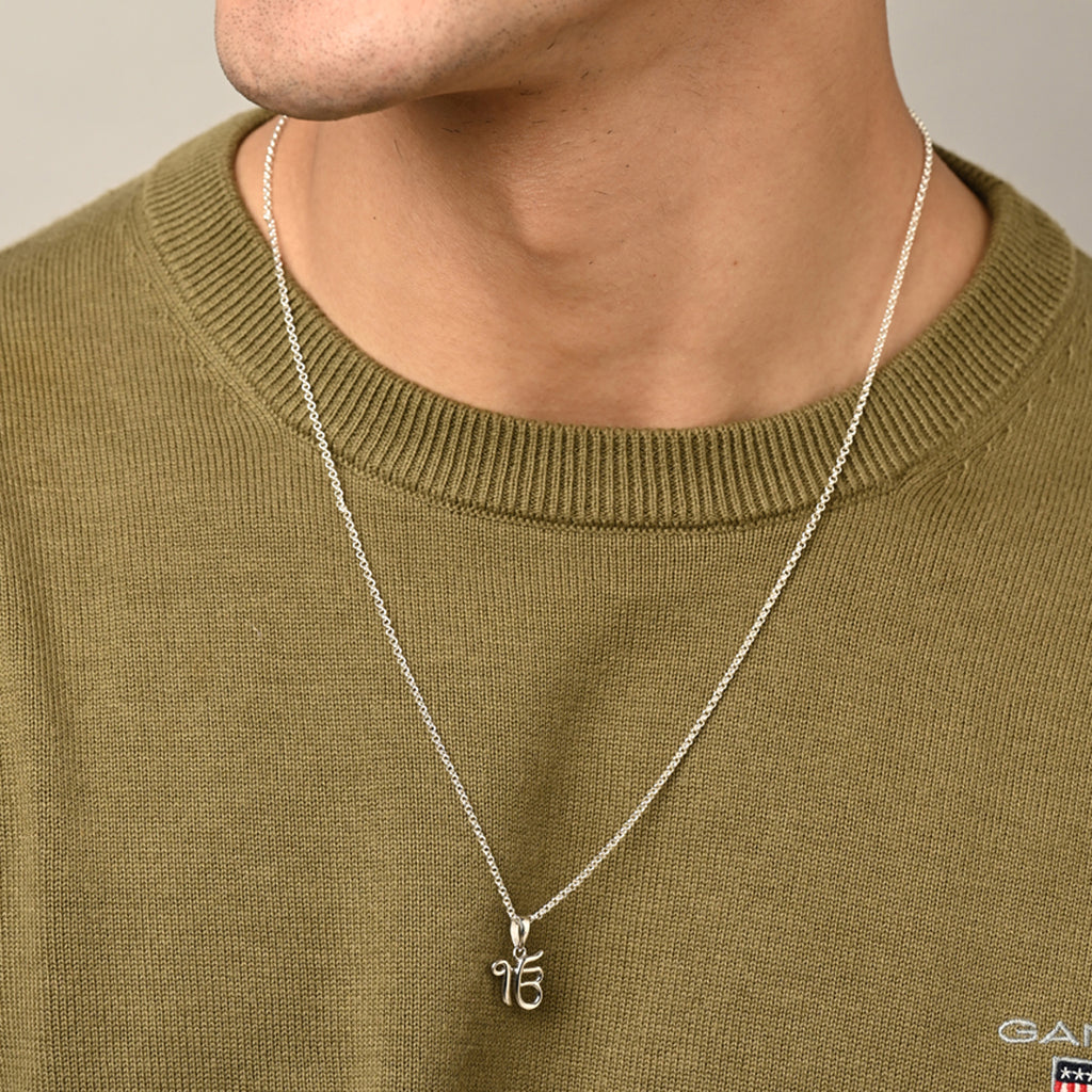 Silver Ek Onkar Religious Men Pendant Necklace with Chain or without Chain