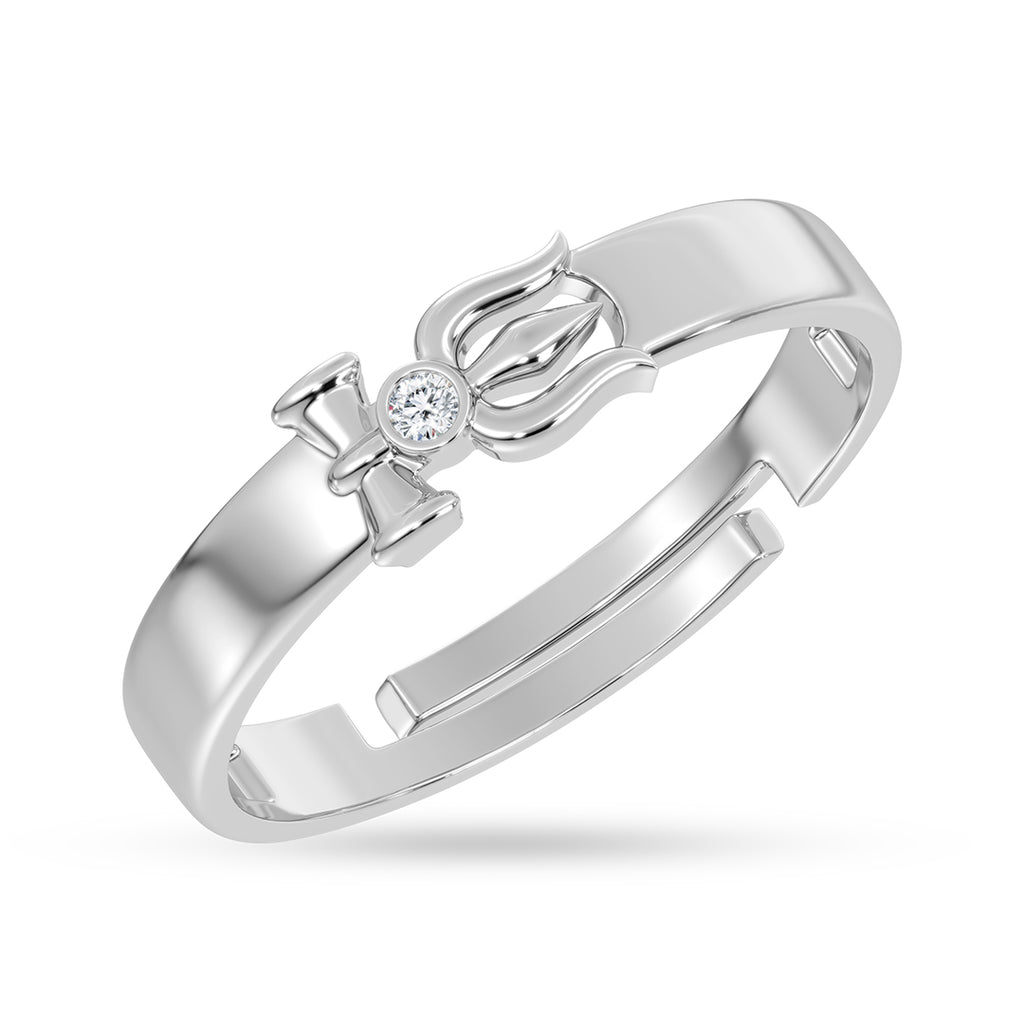 Silver Trishul Damru Ring