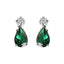 Silver Solitaire Green Drop Earrings