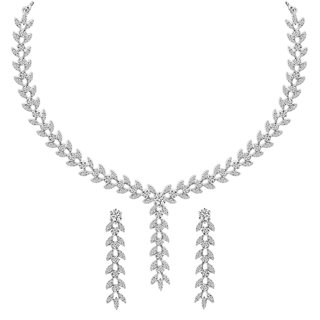 Silver Aiza Necklace Jewellery Set