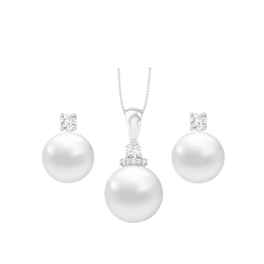 Silver Classic Pearl Jewellery Set