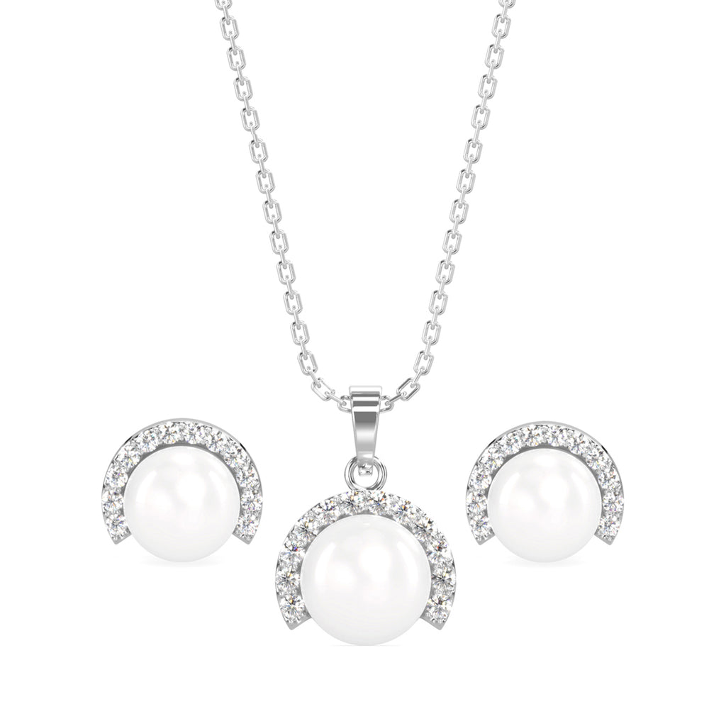 Silver Pearl Riko Jewellery Set