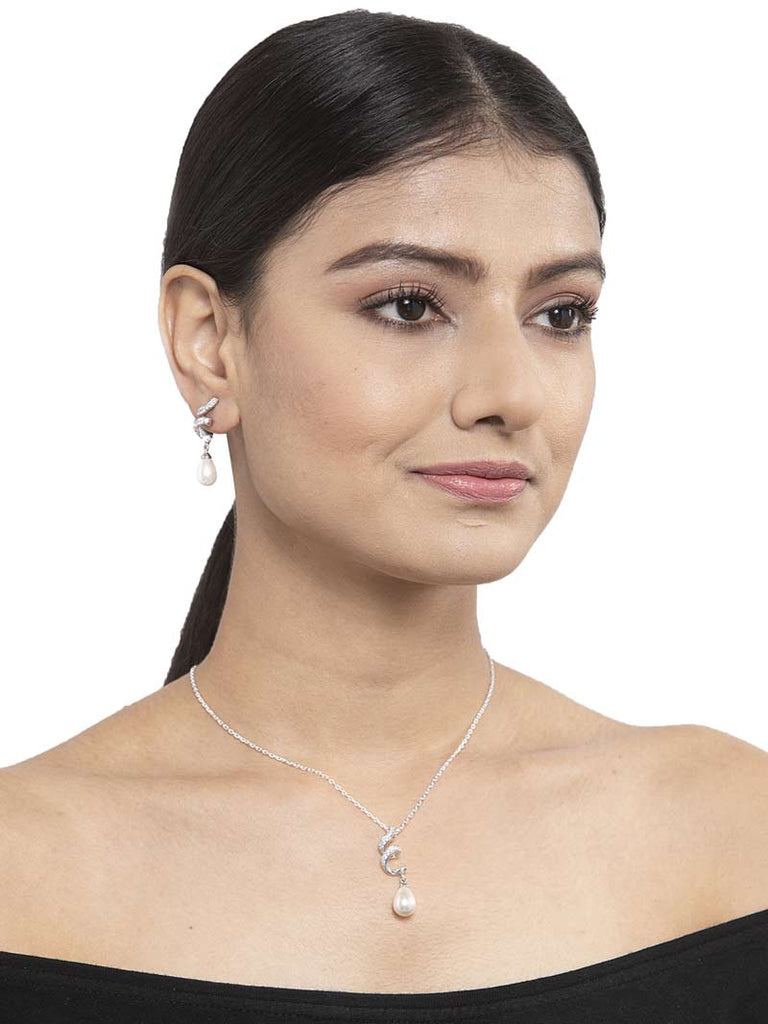 Silver Pearl Twist Jewellery Set