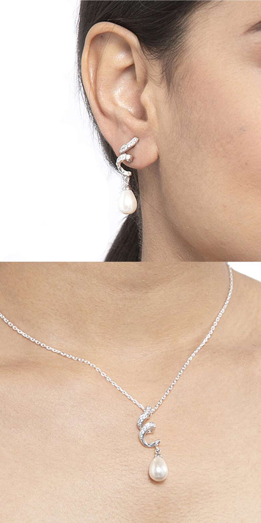 Silver Pearl Twist Jewellery Set