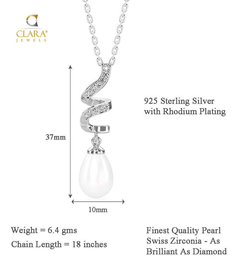 Silver Pearl Twist Pendant with Chain Necklace