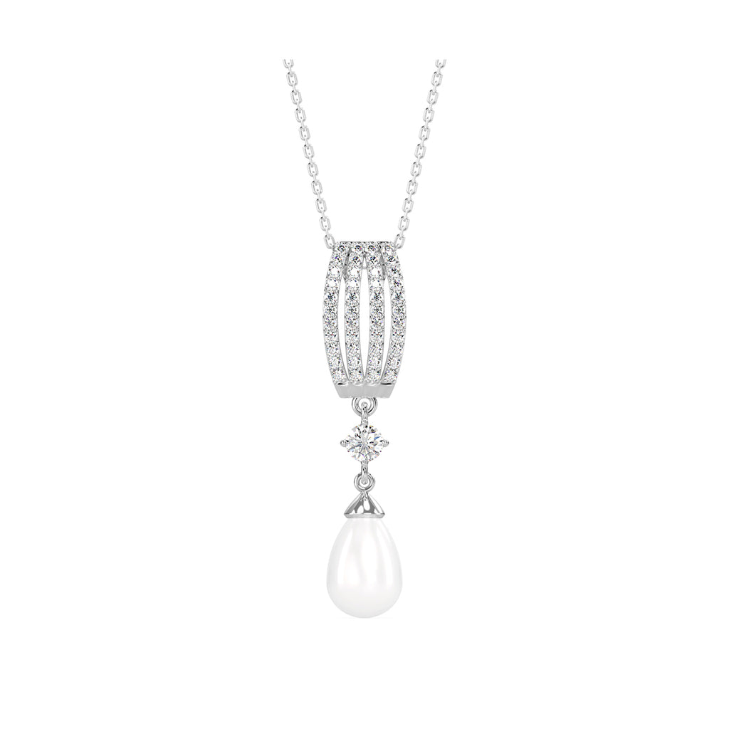 Silver Pearl Queen Pendant Chain Necklace