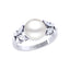 Silver Diamond Cut Zirconia Pearl Ring
