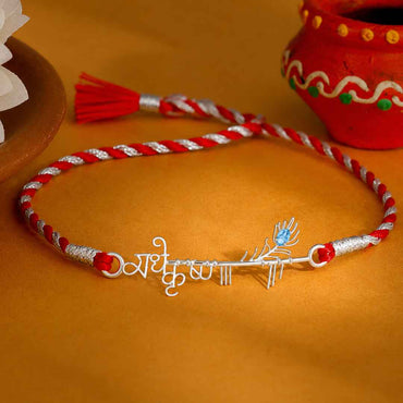 Silver Radhe Krishna Rakhi