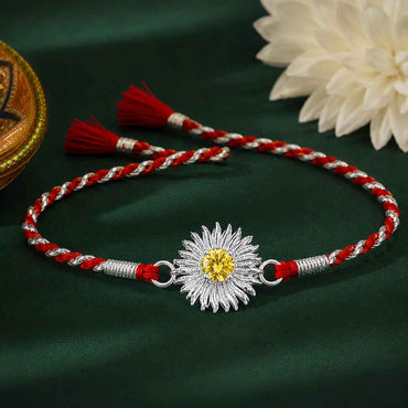 Silver Sun Flower Rakhi