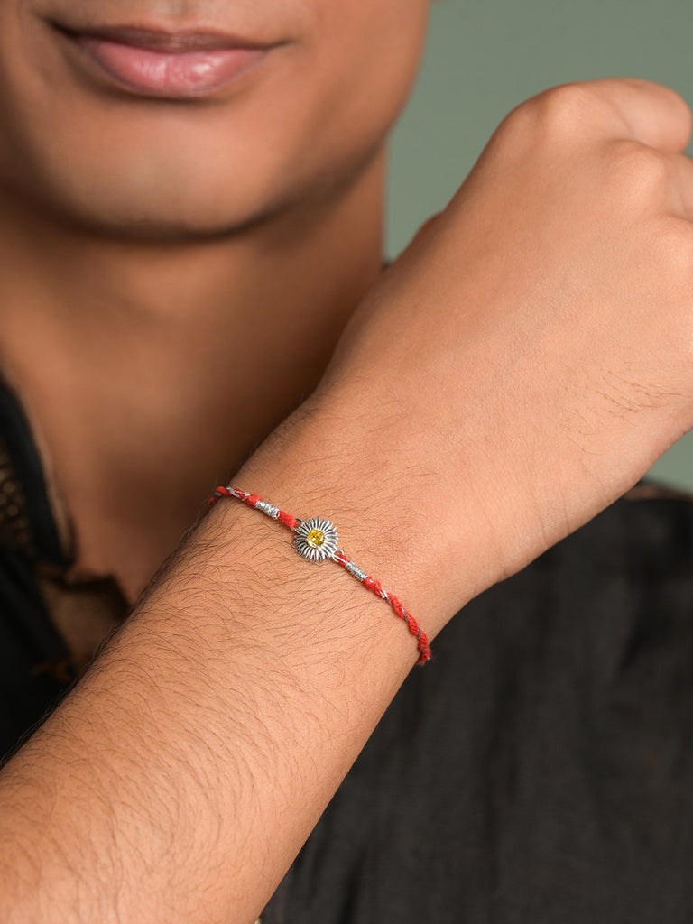 Silver Sun Flower Rakhi