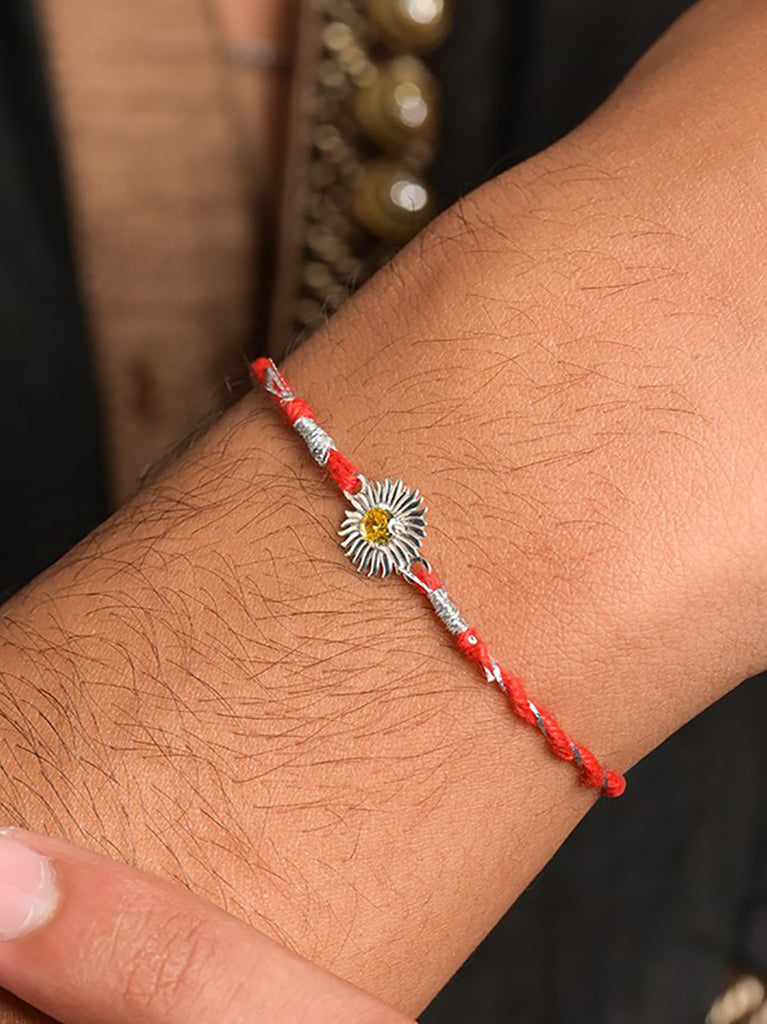 Silver Sun Flower Rakhi