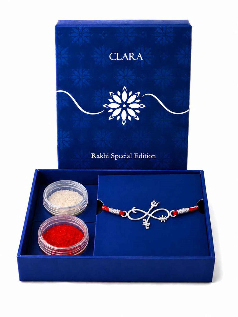 Silver Trishul Damru Infinity Rakhi