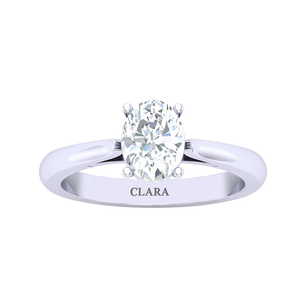 Silver Oval Solitaire Ring