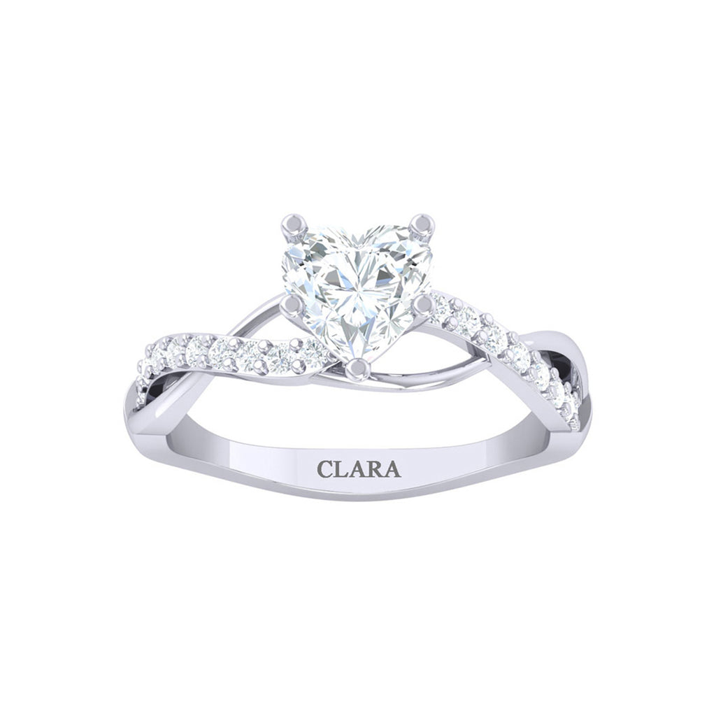 Silver Heart Solitaire Ring
