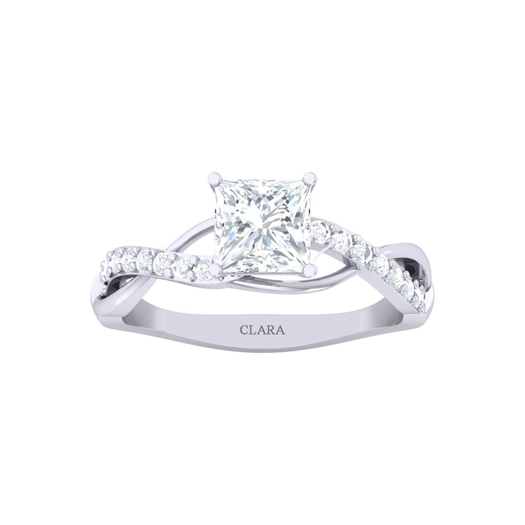 Silver Princess Cut Solitaire Ring