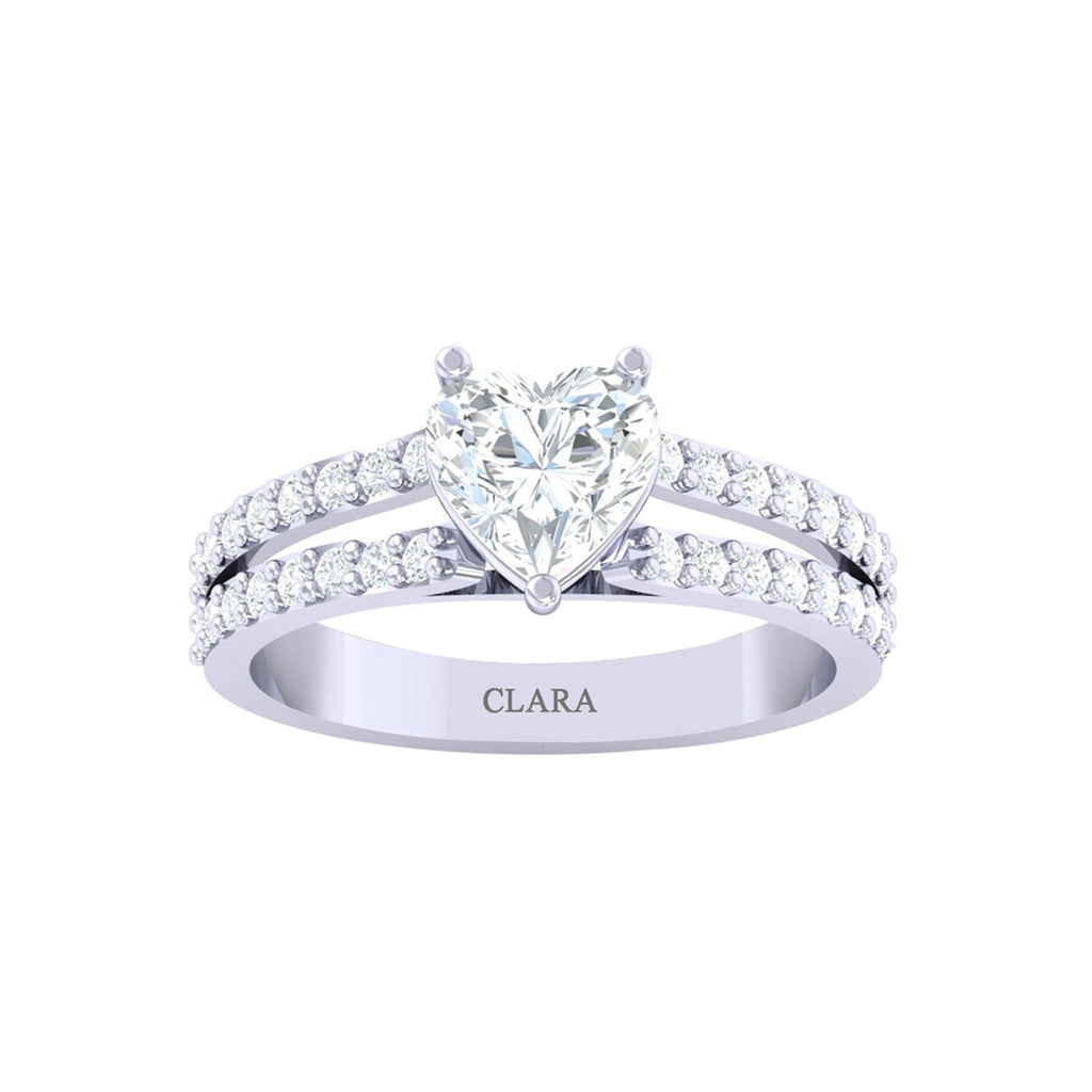 Silver Heart Solitaire Ring
