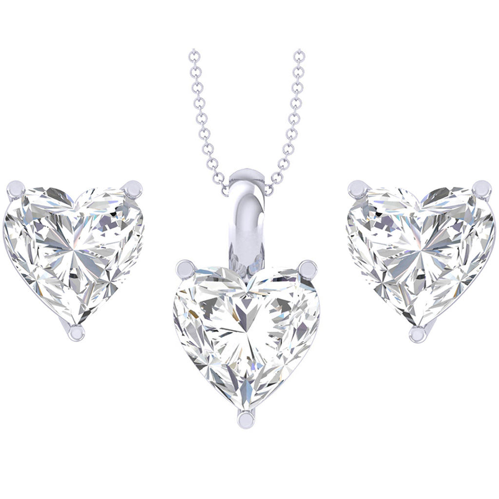 Silver Heart Solitaire Jewellery Set