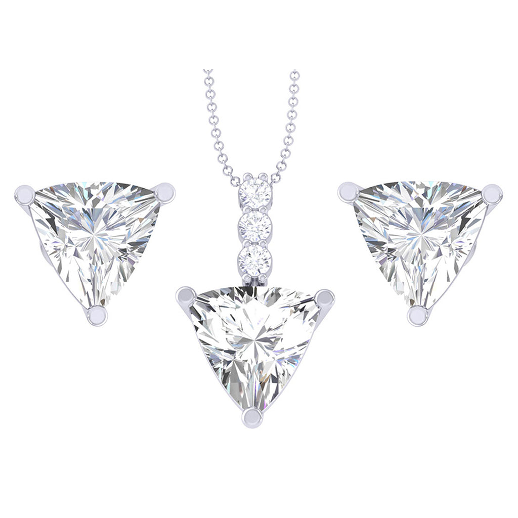 Silver Trillion Solitaire Jewellery Set