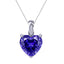 Silver Royal Blue Solitaire Heart Pendant Chain Necklace