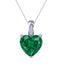 Silver Green Solitaire Heart Pendant Chain Necklace