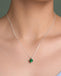 Silver Green Solitaire Heart Pendant Chain Necklace