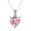 Silver Pink Solitaire Heart Pendant Chain Necklace