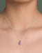 Silver Pink Solitaire Heart Pendant Chain Necklace