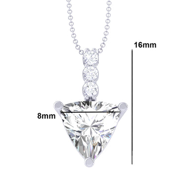 Silver Trillion Solitaire Pendant Chain Necklace