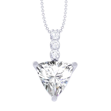 Silver Trillion Solitaire Pendant Chain Necklace