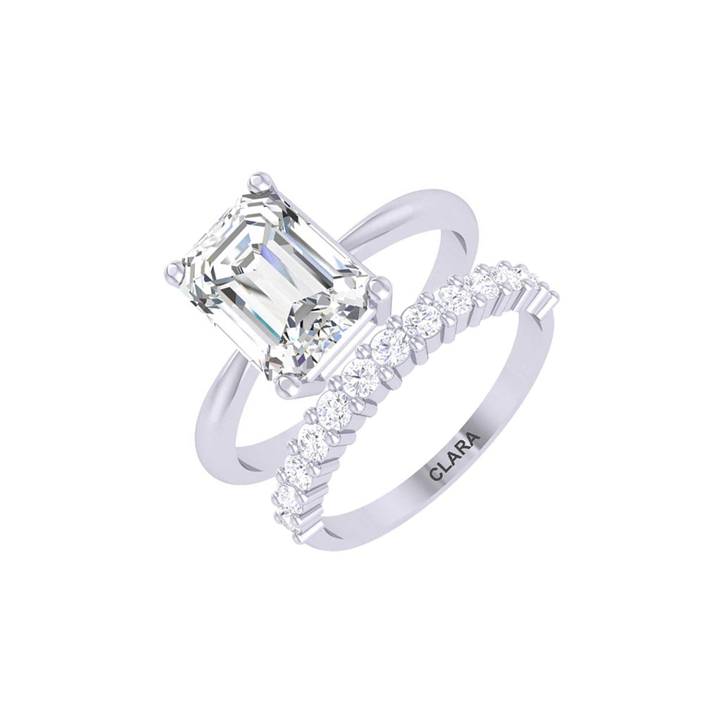 Silver Emerald Cut Solitaire Ring