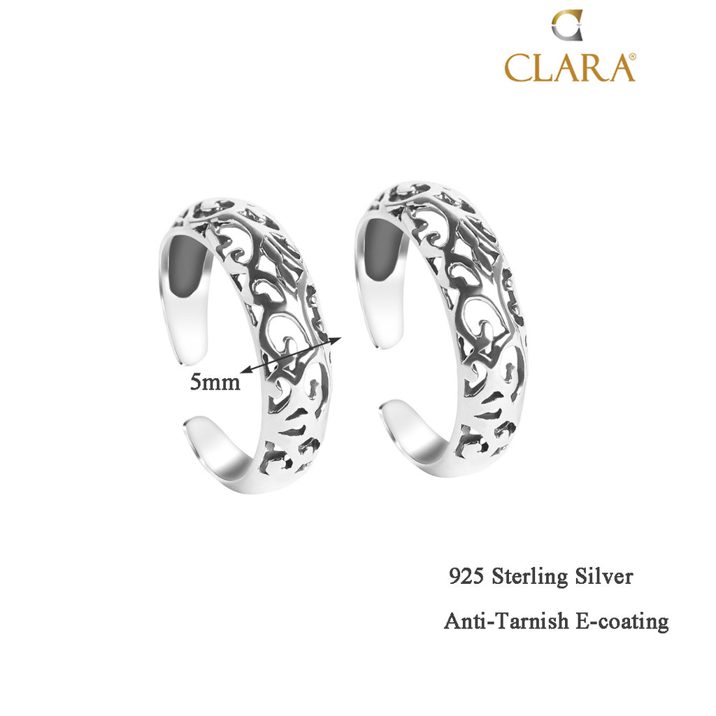 Silver Intricate Toe Rings Pair