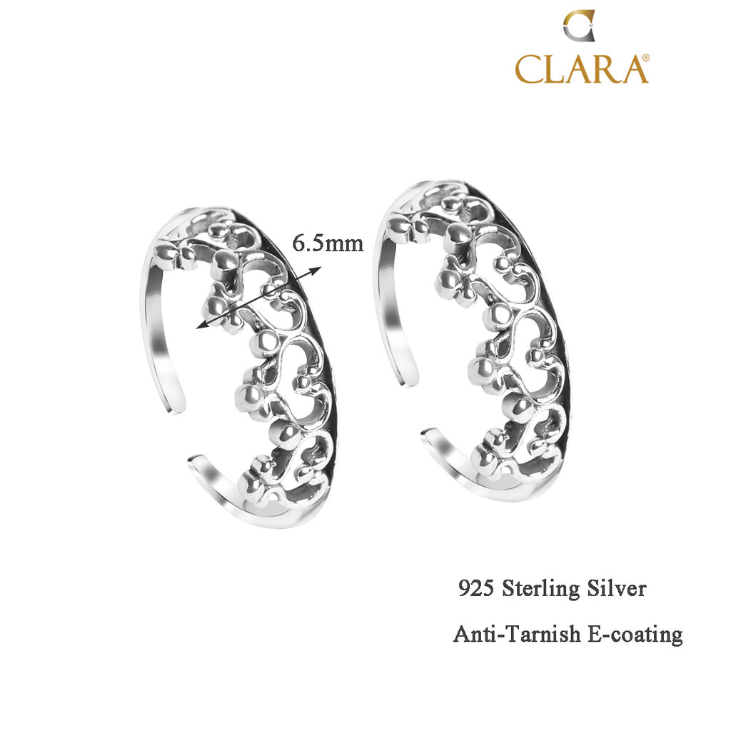 Silver Crown Toe Rings Pair