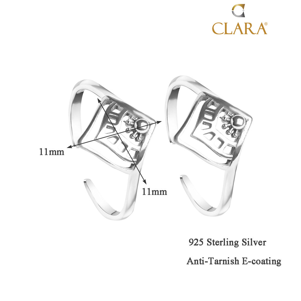 Silver Ethnic Toe Rings Pair