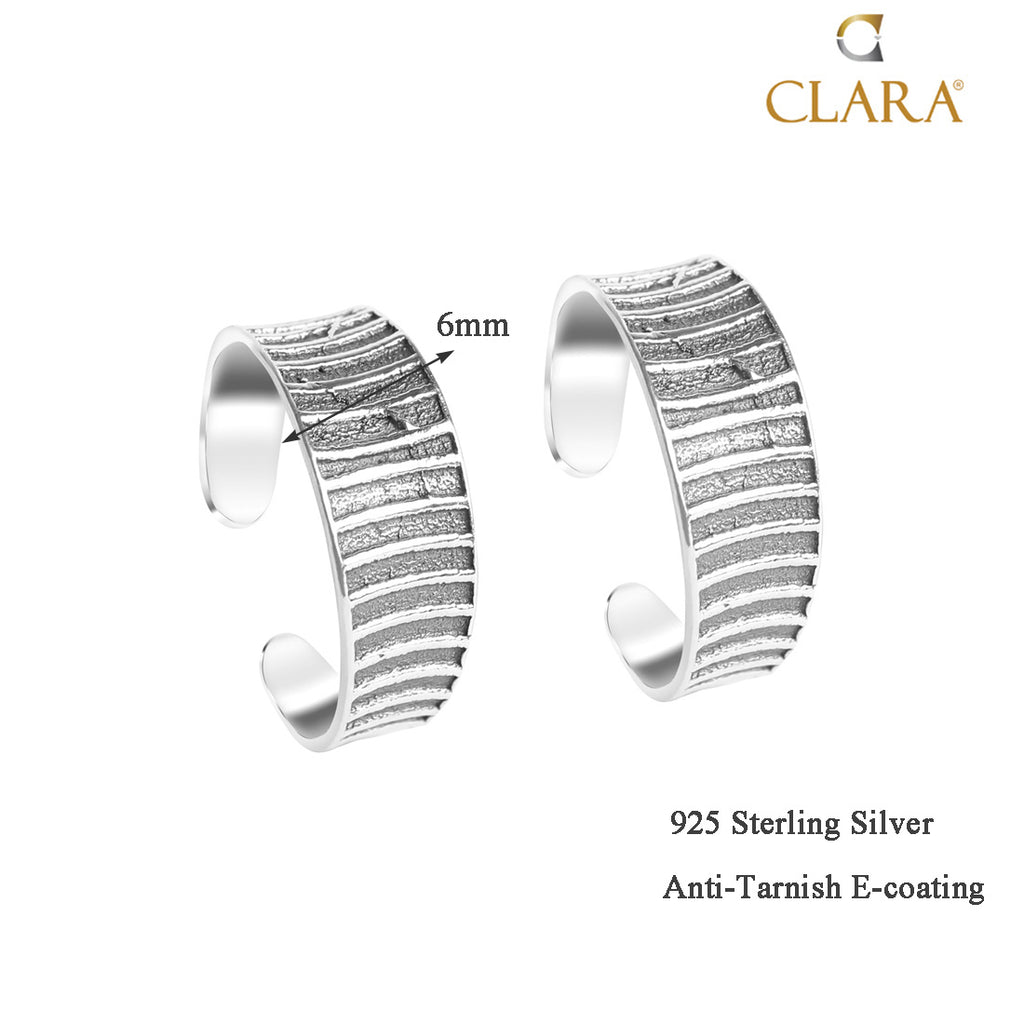Silver Line Toe Rings Pair, Oxidised