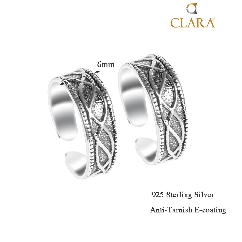 Silver Irka Toe Rings Pair, Oxidised