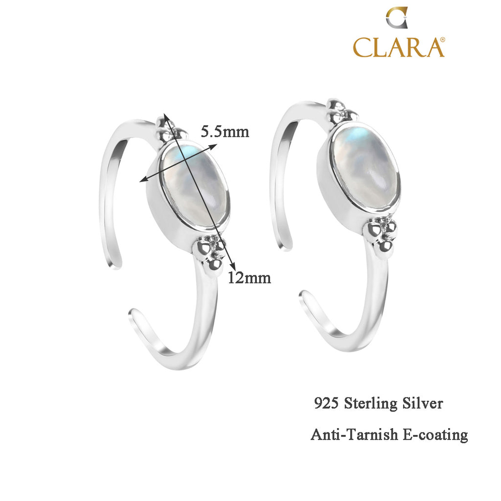Silver Moonstone Toe Rings Pair