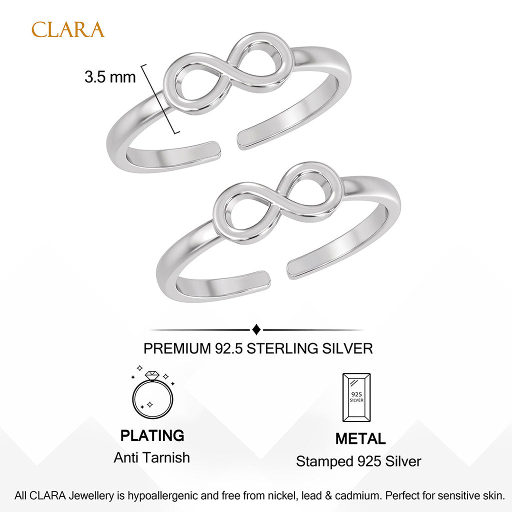 Silver Elara Infinity Toe Rings Pair