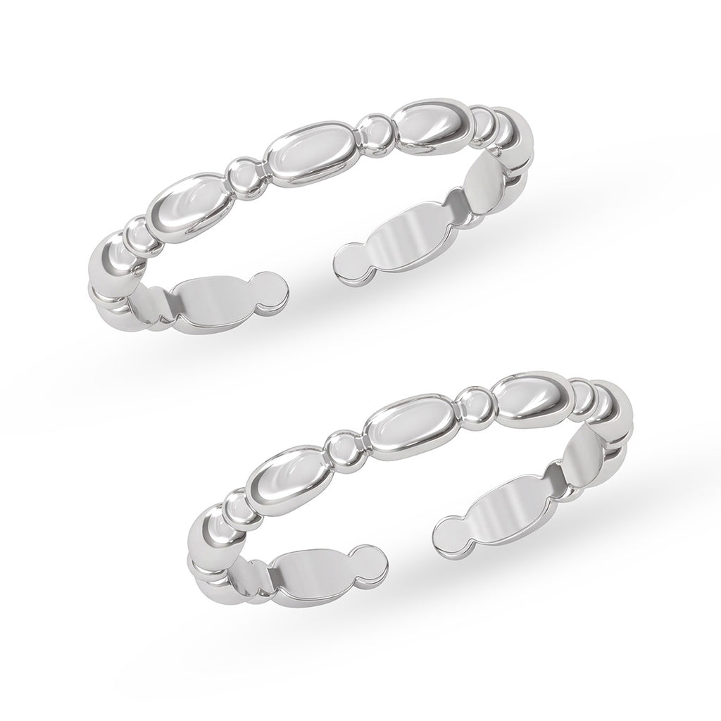 Silver Beaded Toe Rings Pair