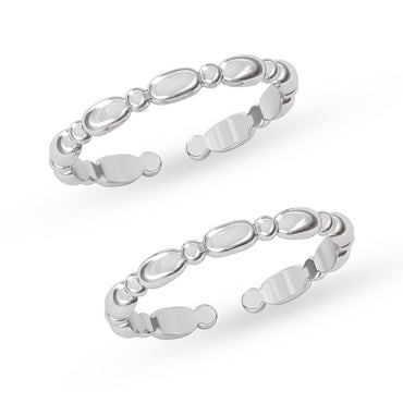 Silver Beaded Toe Rings Pair