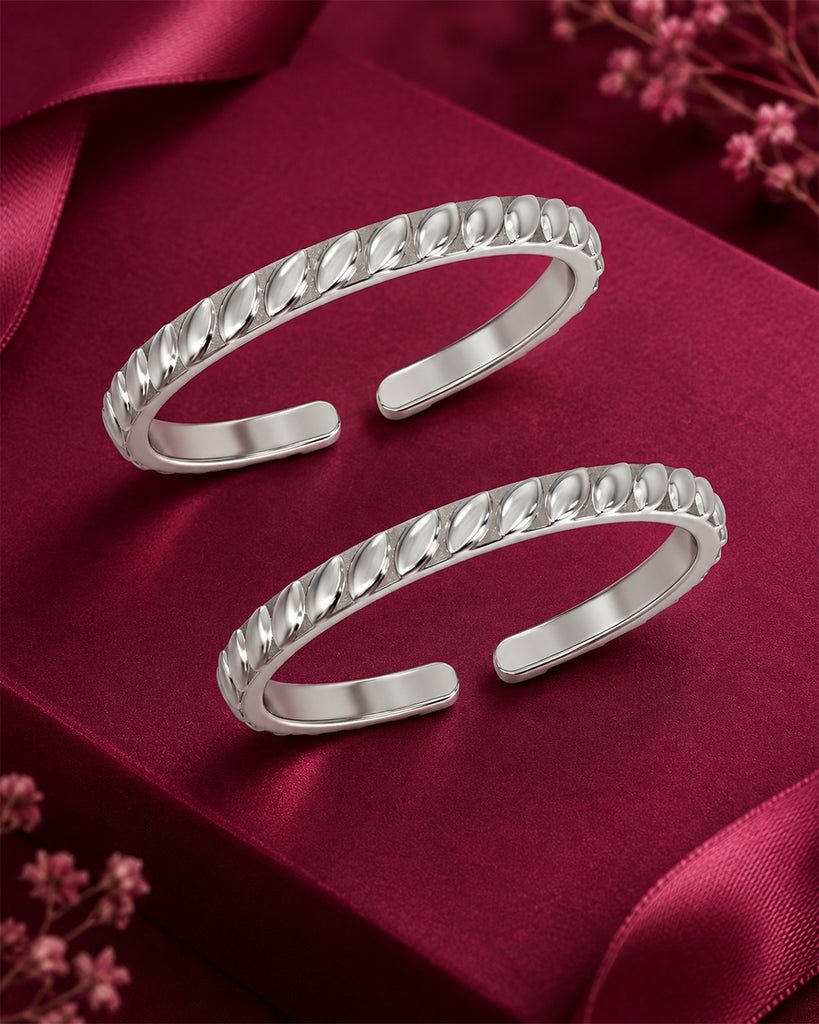 Silver Tavira Oxidised Toe Rings Pair