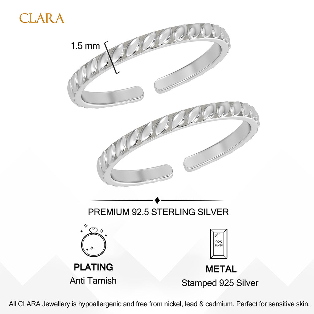 Silver Tavira Oxidised Toe Rings Pair