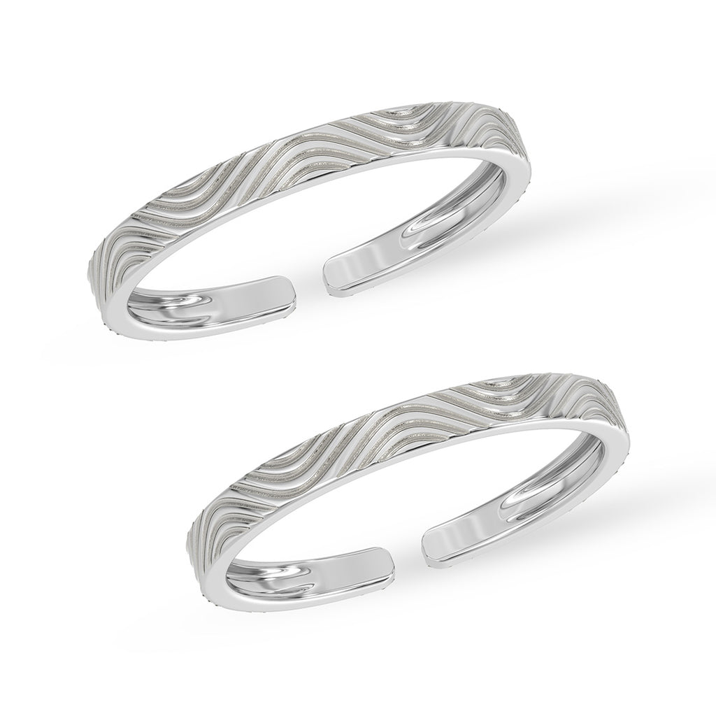 Silver Wave Oxidised Toe Rings Pair