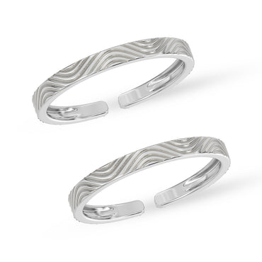 Silver Wave Oxidised Toe Rings Pair