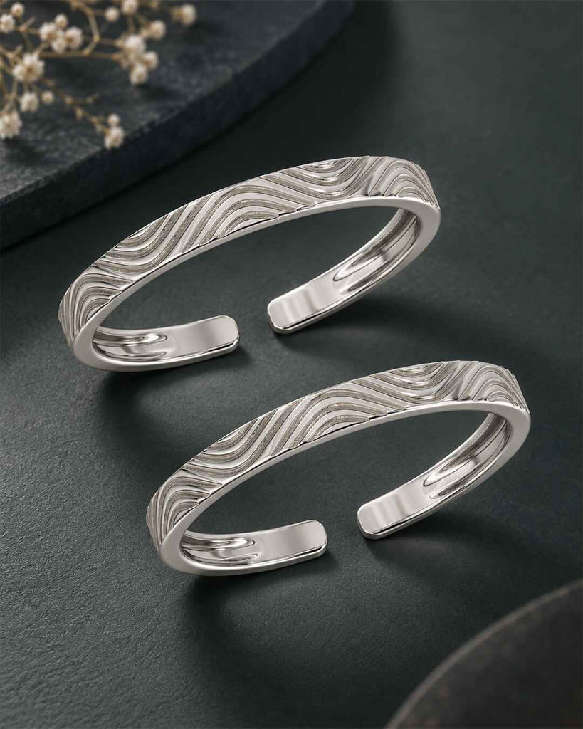 Silver Wave Oxidised Toe Rings Pair