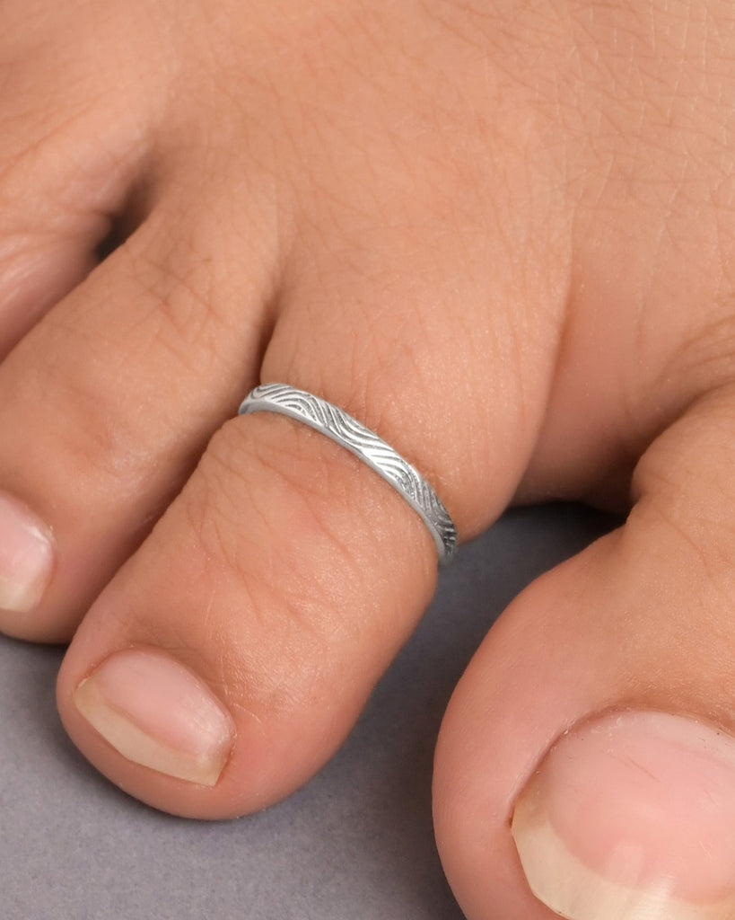 Silver Wave Oxidised Toe Rings Pair